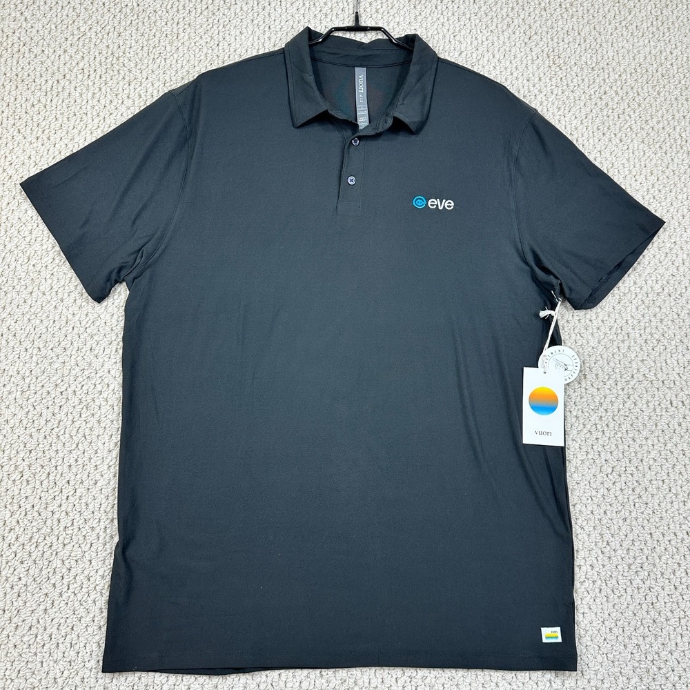 Vuori Polo Shirt Mens XL Black Strato Tech Performance Short Sleeve Unworn w/Tag